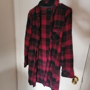 Prana Red and Black Plaid Button Down Shirt